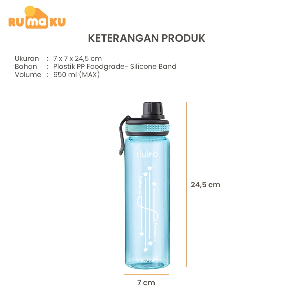 Rumaku Botol Minum Silicone Cap Phone Holder Tumbler Size 650 ml Botol Air Praktis