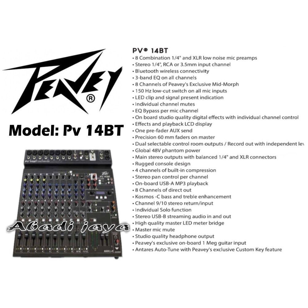 mixer peavey pv14bt peavey pv 14bt peavey pv14 bt 14 channel original