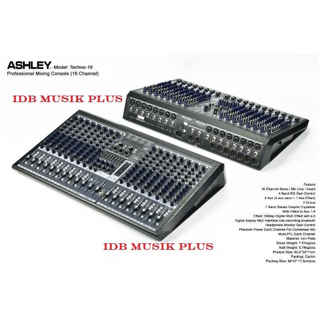 Mix Mixer 16 Channel Ashley Techno16 Techno 16 Original Ashley