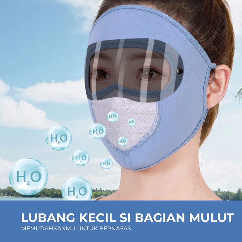 Masker Kacamata Pelindung Wajah Anti UV Adjustable Cycling Outdoor Full Face 2 In 1