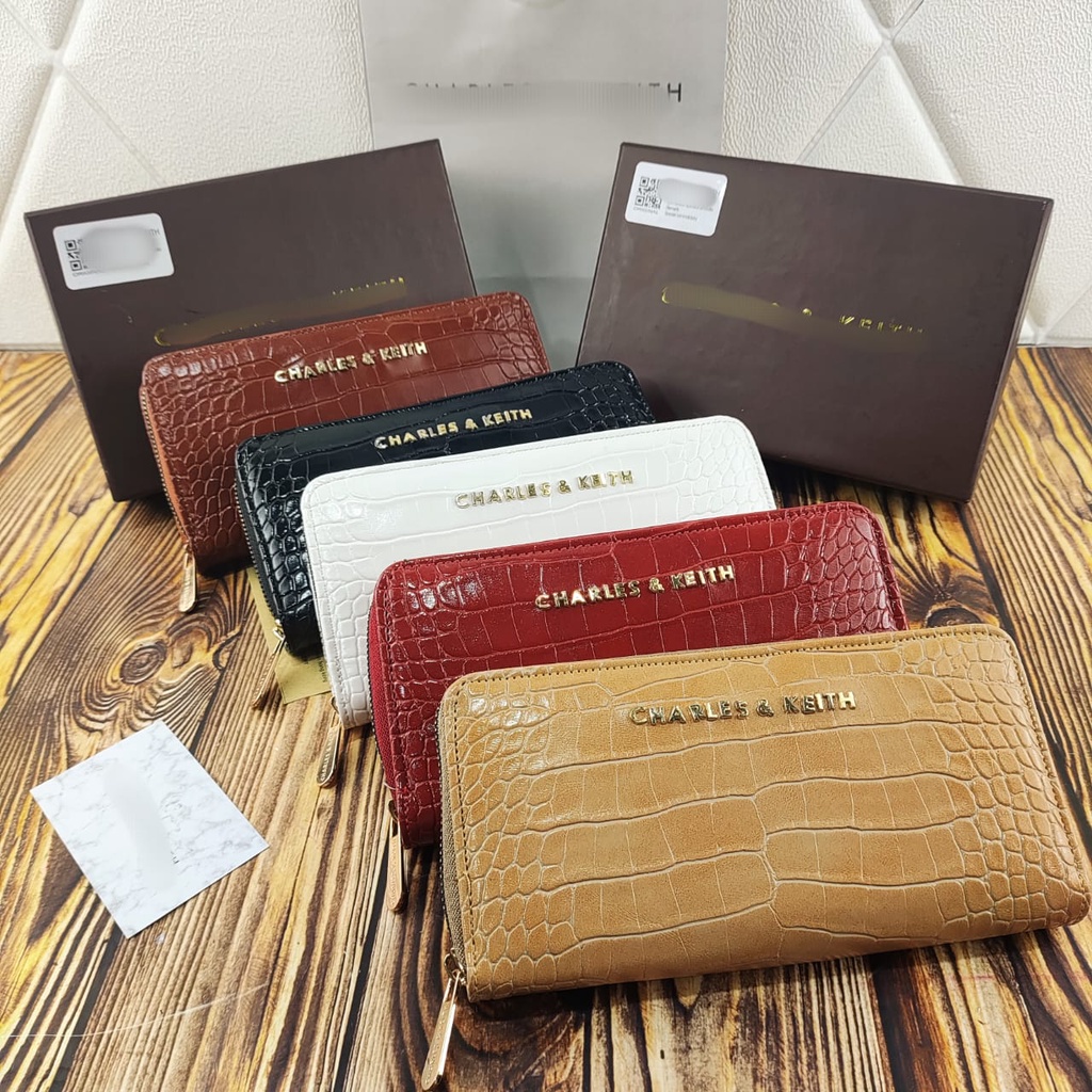 TERBARUU!!! CK DOMPET WANITA MINI LONG WALLET (FREEBOX + PAPERBAG) - DOMPET WANITA CNK CROC - EFFECT SMALL WALLET WITH BOX - Dompet / Wallet wanita import bahan kulit / CK TOP ZIP + BOX NAGITABAGS 2055