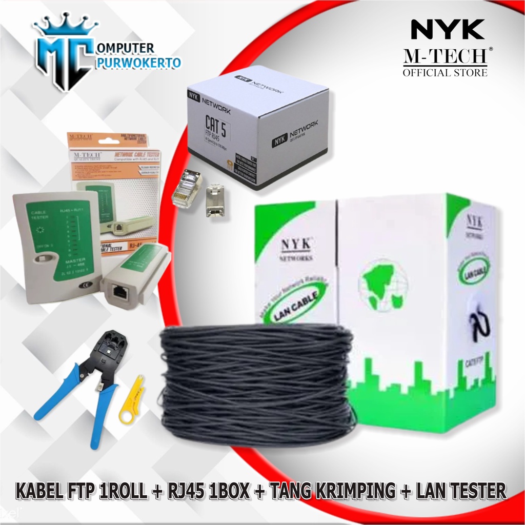 PAKET KABEL LAN FTP UTP RJ45 TANG KRIMPING LAN TESTER