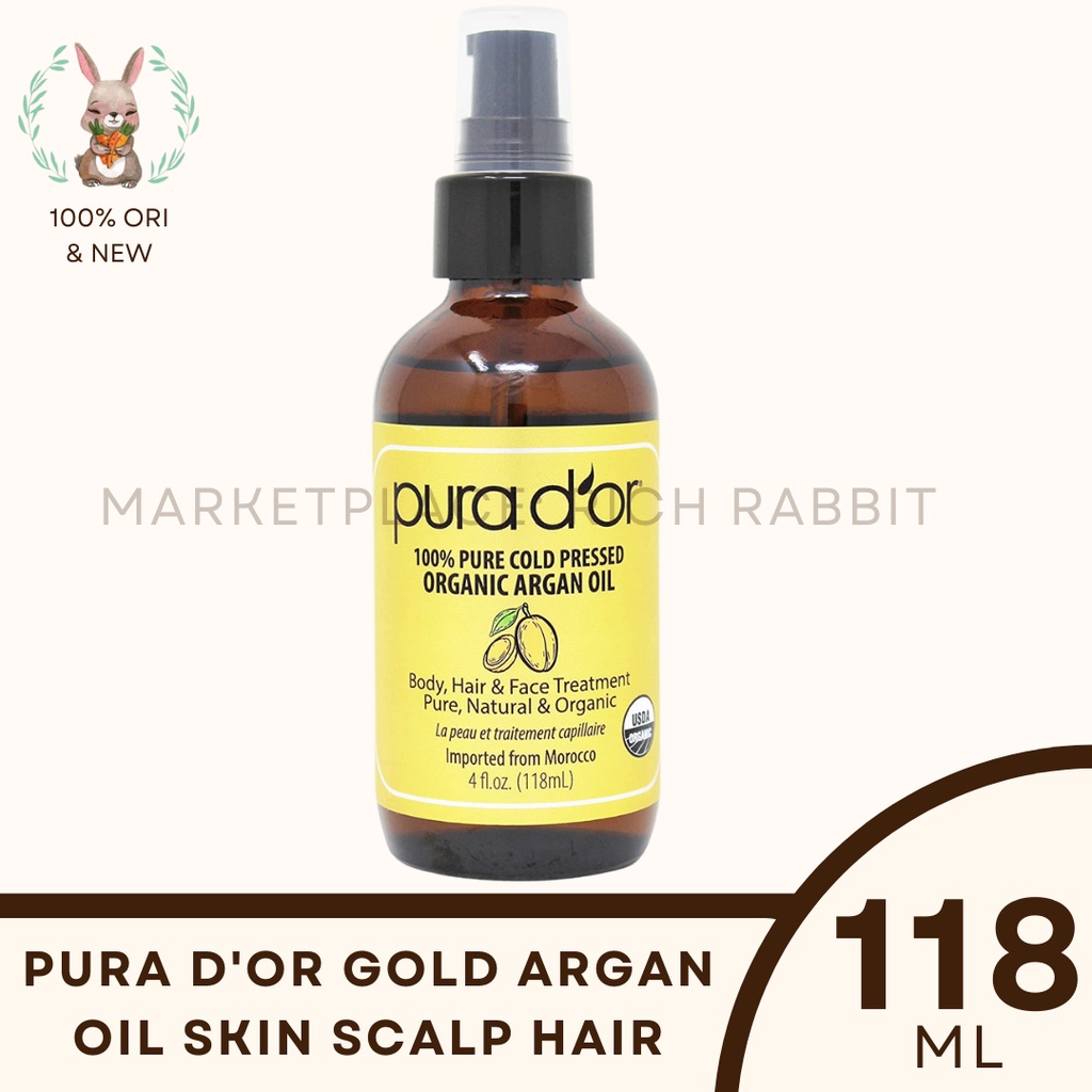 PURA D'OR D OR 100% Pure Organic Argan Oil for Body Hair Face 118 ML Pura Dor Purador