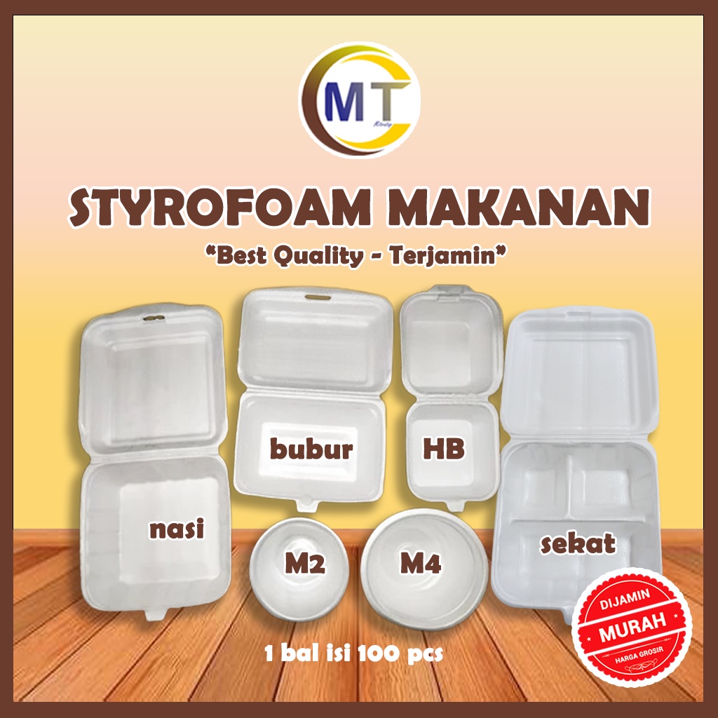 Styrofoam Makanan Putih 1 bal Sterofoam Nasi Sekat  Foam Bubur Hamburger HB Mangkok  Fom Nasi Selame