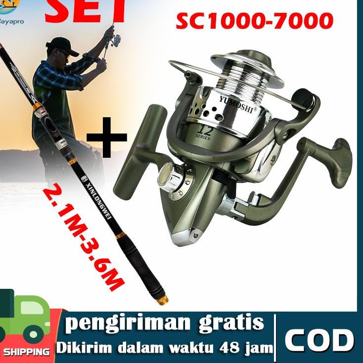 ✾ Pancing 1 set murah Joran Laut 35 Kg Panjang 2.1-3.6M and Rel Pancing Power Handle SC Gulungan Pan