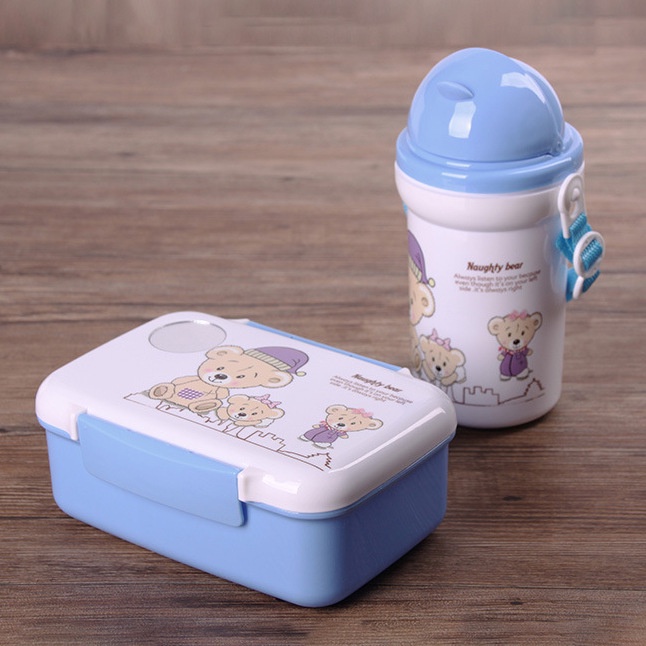 Grosir - H1060 Set Kotak Bekal Anak / Botol Minum Anak / Tempat Makanan / Lunch Box / Kotak Makan