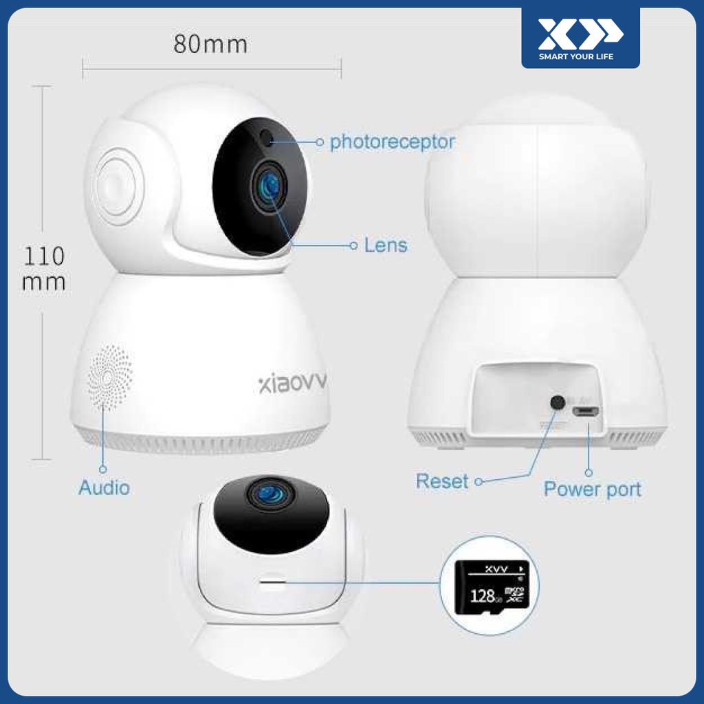 Xiaovv 360° Security Camera Q8 1296P CCTV IP Camera Original