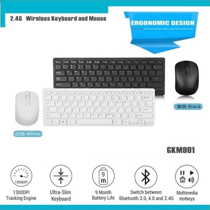 Gkm901 Mini Keyboard Wireless + Mouse Wireless Termurah Combo Set [Cod]
