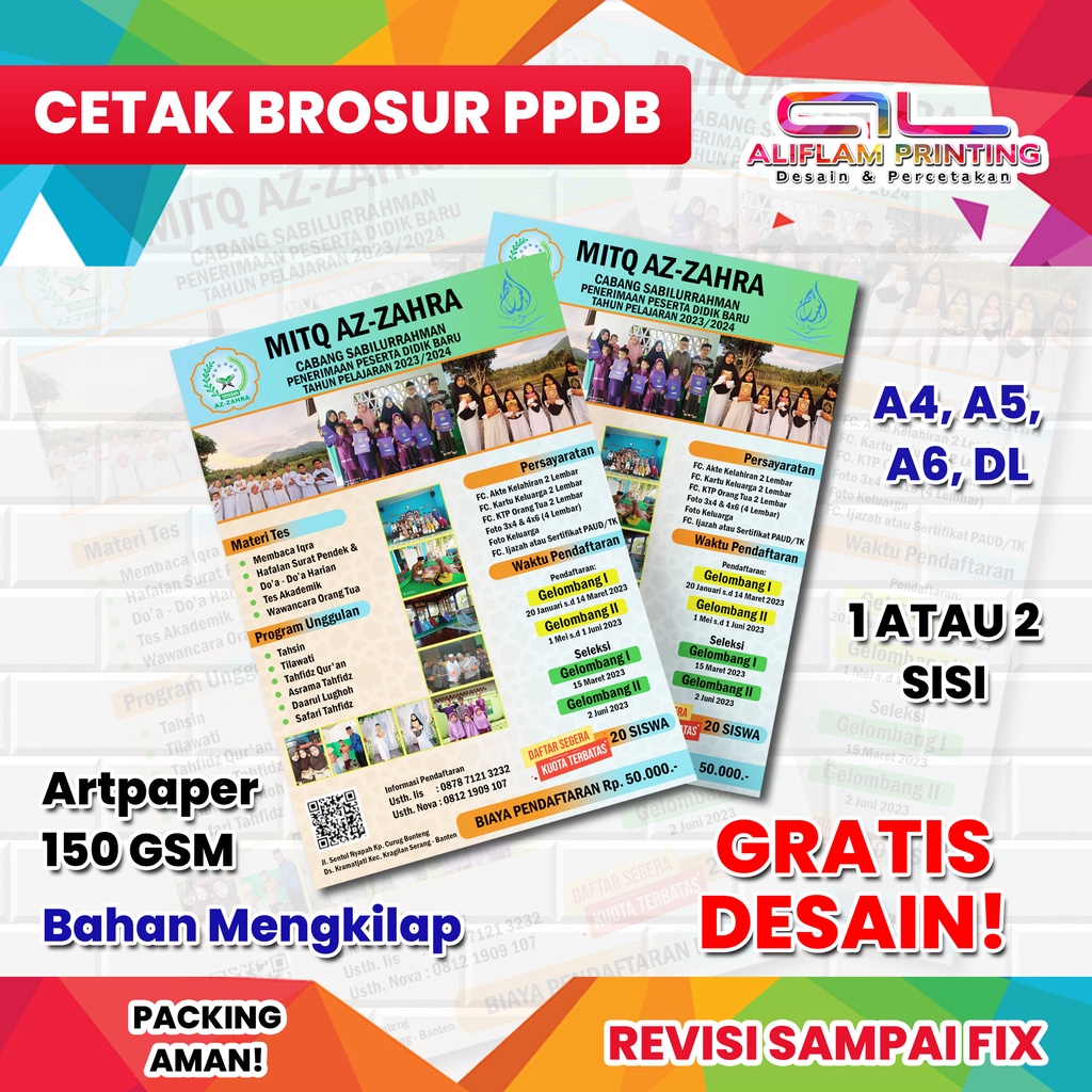 CETAK BROSUR PPDB | GRATIS DESIGN | ARTPAPER 150 GSM