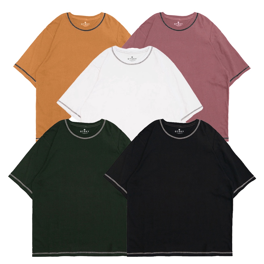Otsky Kaos Pria Polos Motif Rantai Cotton Combed 24s Atasan Katun (M)
