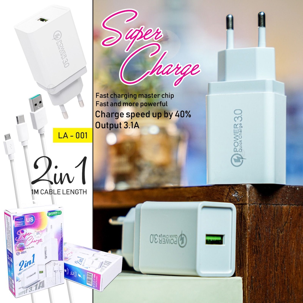 Travel Charger Power LA-001 3.1A Super Charge