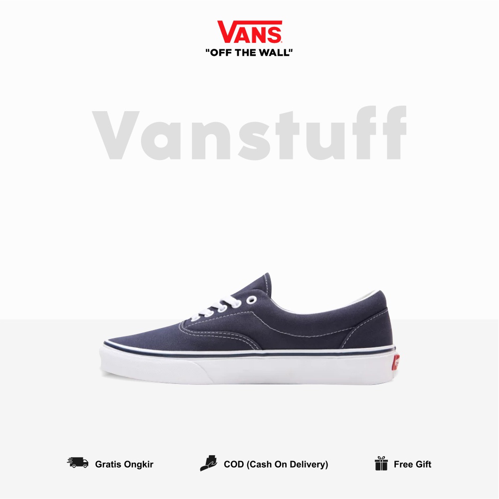 Vans Era Clasic Navy White Original  BNIB Couple Pria Wanita Global Market Waffle EVB Ori Authentic Biru Putih