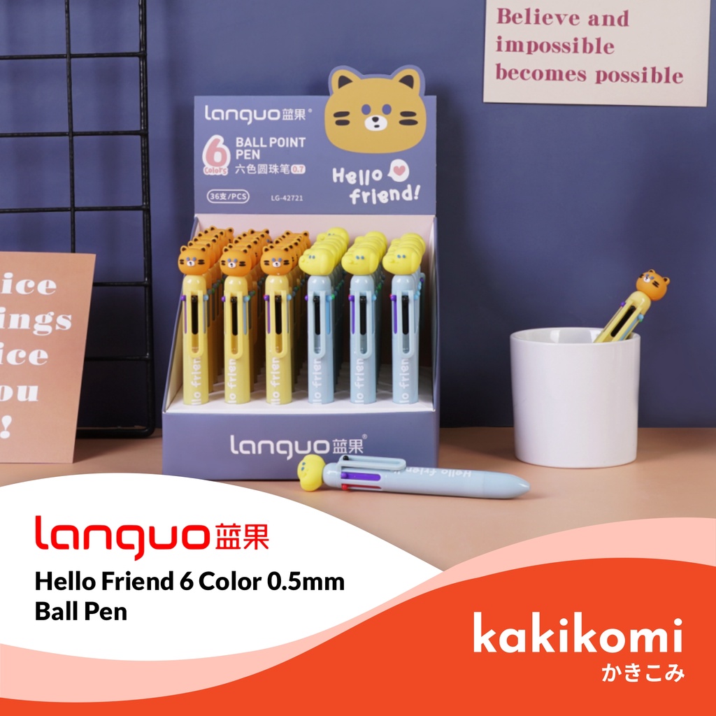

Pulpen Clicker 6 Warna 0.5mm Languo Hello Friend Series 6 Color Pen