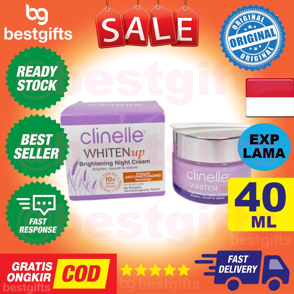 CLINELLE WHITENUP BRIGHTENING NIGHT CREAM KRIM MUKA PELEMBAB WAJAH MALAM 40 ML