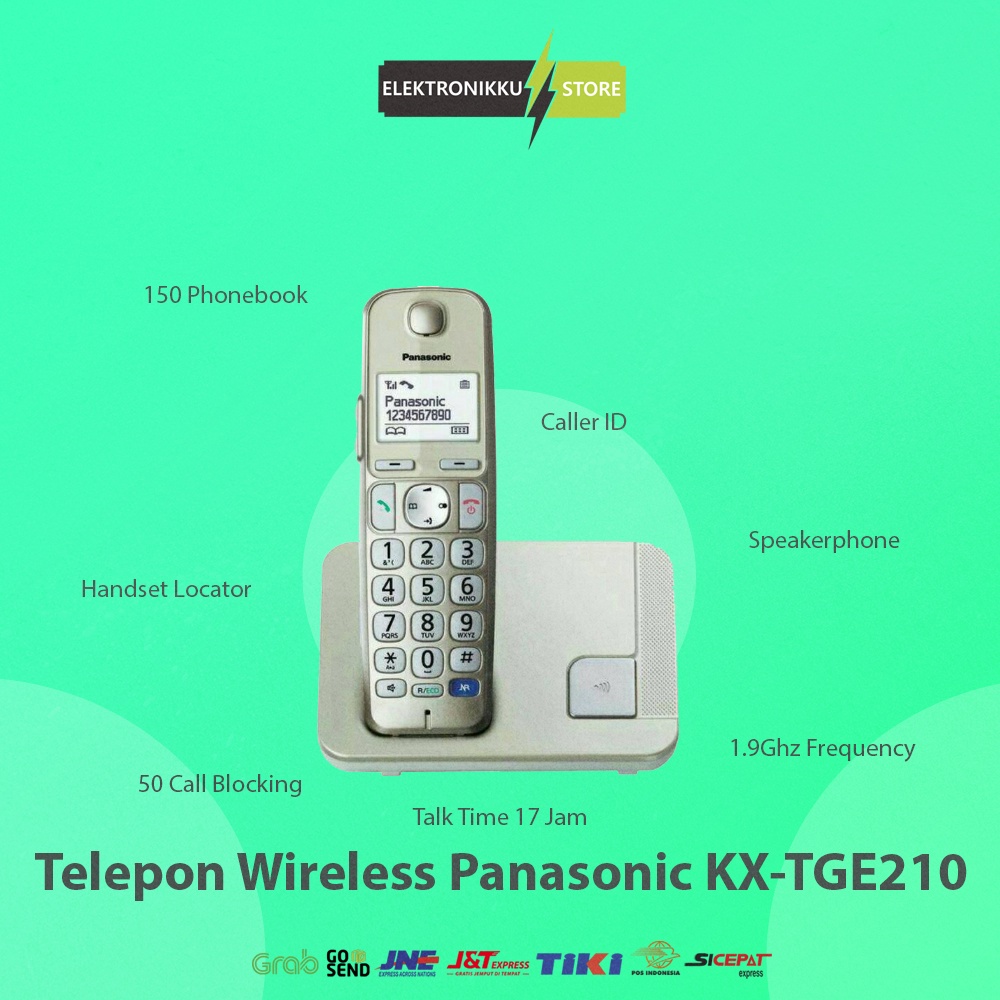 Pesawat Telepon Wireless Panasonic KX-TGE210 Rumah Kantor Indihome