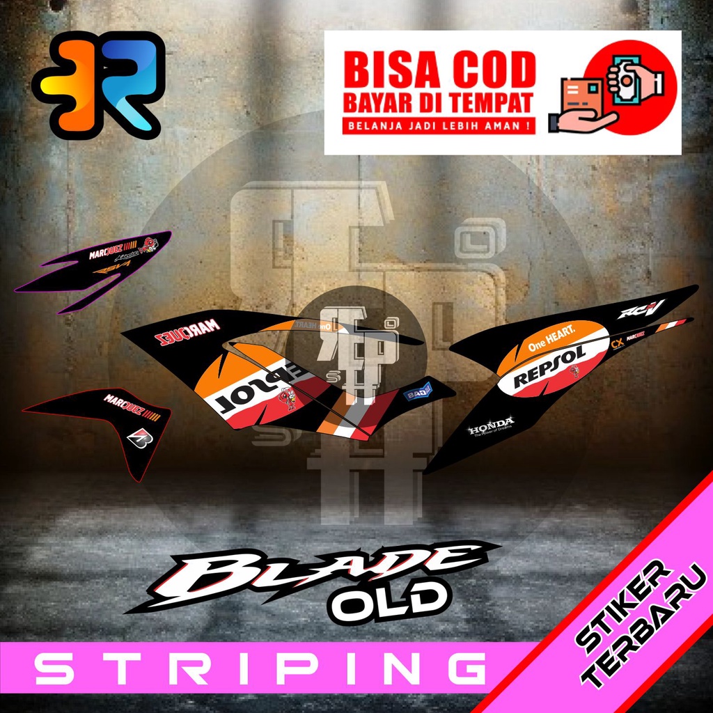 Striping Blade Old Variasi Desain Repsol Marquez Stiker