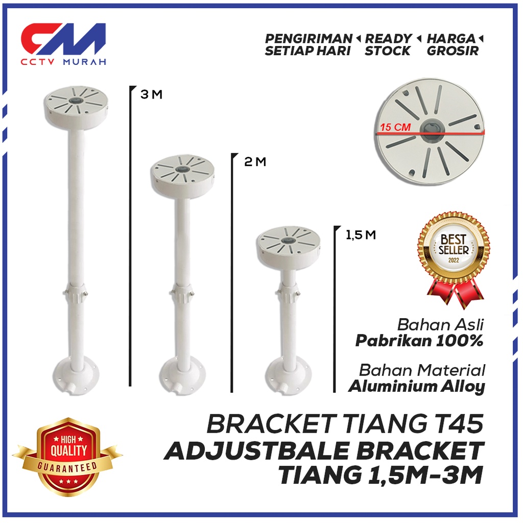 Adjustable Bracket Tiang CCTV Outdoor, Panjang 1,5 meter - 3 meter