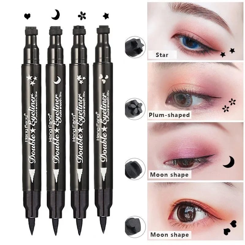 INSTANT EYELINER STAMP 2IN1 HENG FANG EYELINER CAP BERBENTUK BINTANG BUNGA LOVE SABIT IMPORT