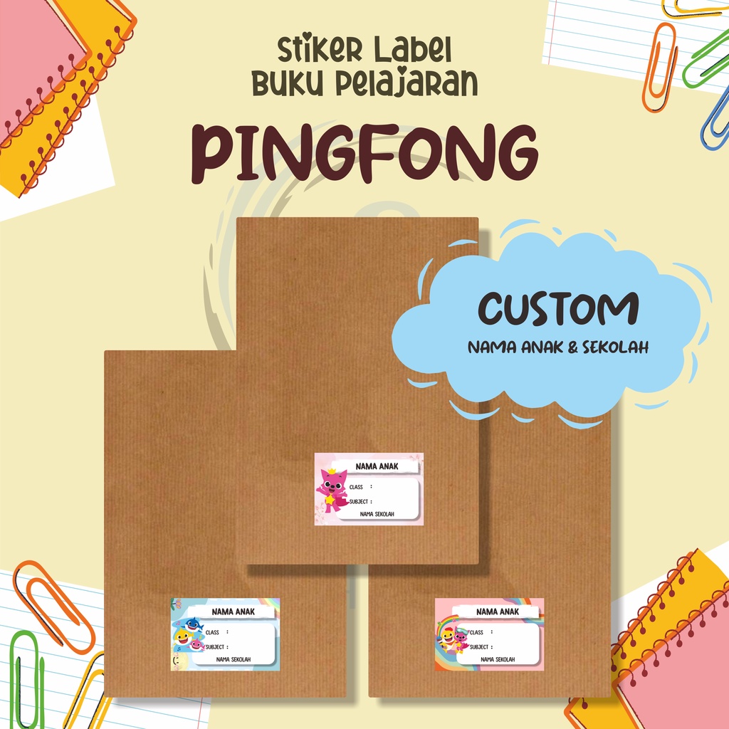 

( 30pcs ) Stiker Label Buku Pelajaran TEMA PINGFONG / Stiker Mapel Sekolah / Stiker Custom Nama Anak