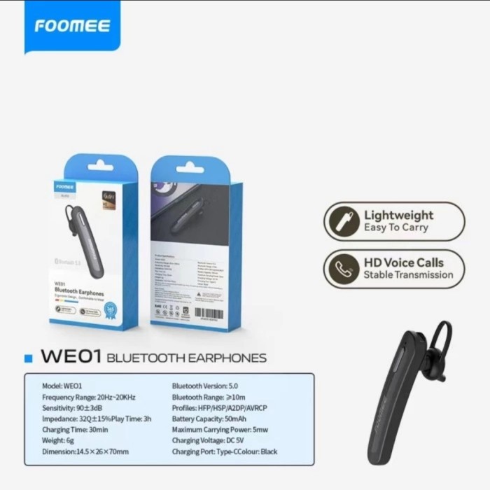 Headset Gaming Bluetooth Foomee WE01 Ori Bluetooth Handsfree Wireless Murah Terlaris Best Seller J3A