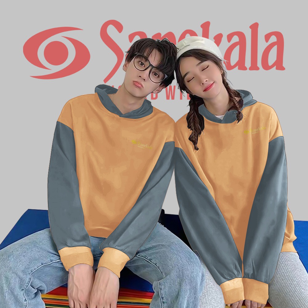 SNKL COUPLE PREMIUM HOODIE JUMPER TWO COLOR DENIM SALEM UNISEX HOODIE COUPLE PRIA WANITA SIZE M - XXL