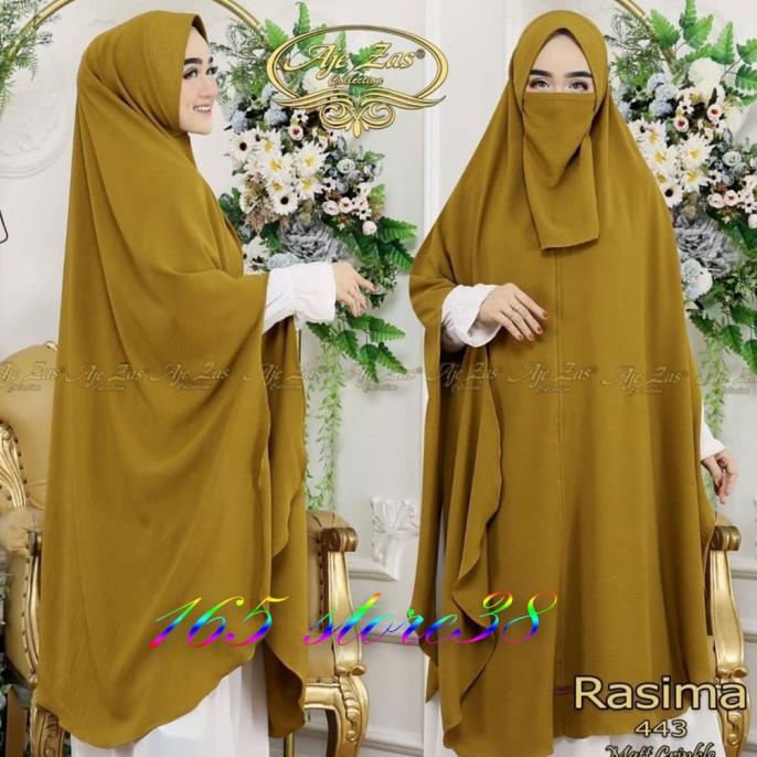 Hijab/Jilbab/Khimar Rasima Plus Cadar Ori Aje Zas Bergo Crinkle Jumbo