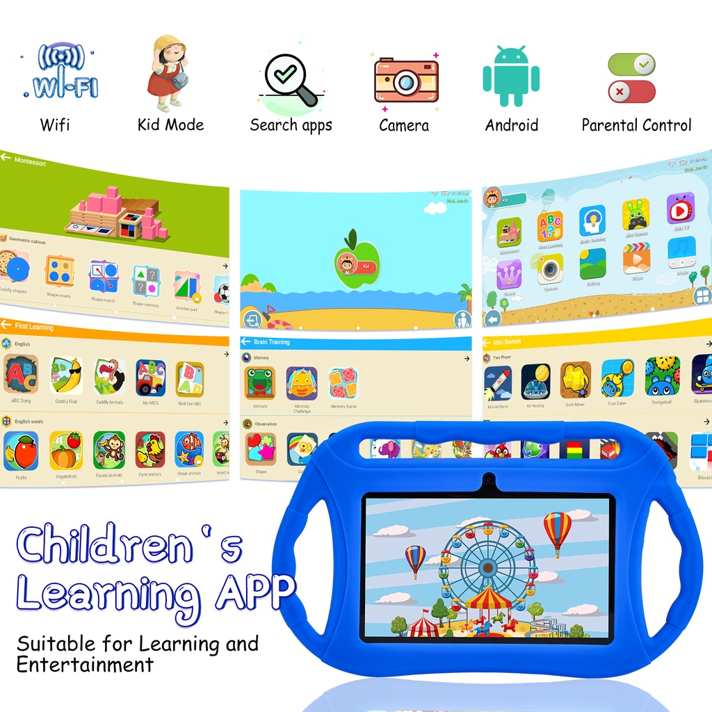 Tablet Anak / Kids Tablet / Tablet 7 Inch / Tablet PC / Tablet Android 10 / 2/32GB / Touch Screen 7 inch / 2 Kamera / Play Store / Iwawa / Whatsapp / WiFi only