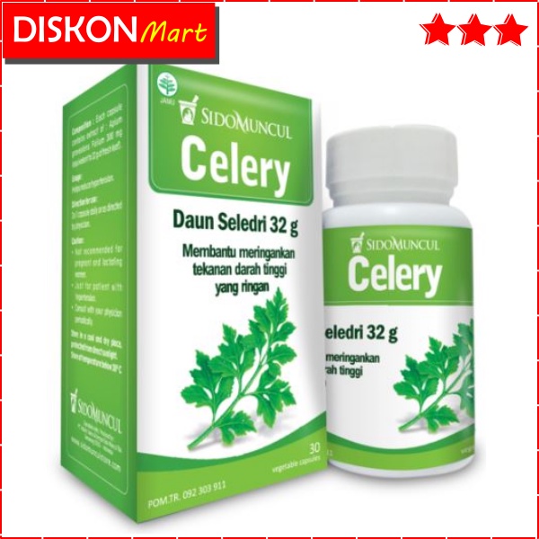 CELERY SIDOMUNCUL 30 KAPSUL  JAMU OBAT HERBAL CELLERY SELERI DAUN SELEDRI PENURUN TENSI HIPERTENSI T