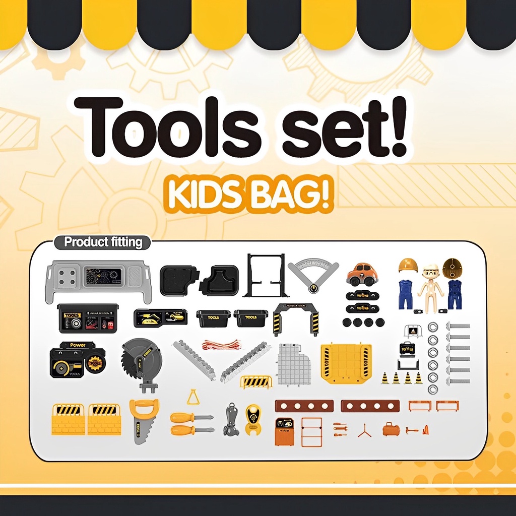 Diy Bag Double Side 3in1 Tools | Mainan Alat Tukang Anak Laki Laki 3-4-5-6-7 Tahun Terbaru 2023 Beauty Tool Perkakas