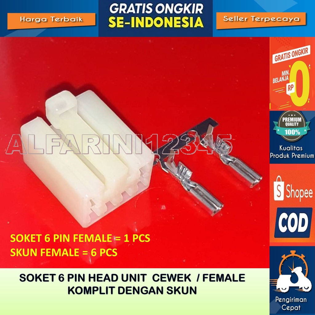 Soket audio mobil 6 pin - Soket set 6 pin OEM Soket Head Unit Tape Mobil Toyota Avanza Xenia Innova 