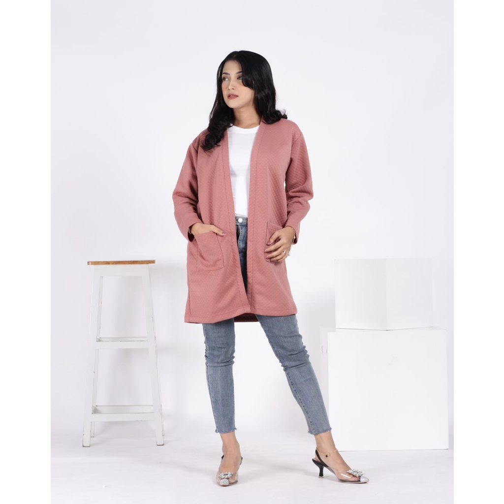 Nancy Long Cardigan Saku Jumbo Size Diamond