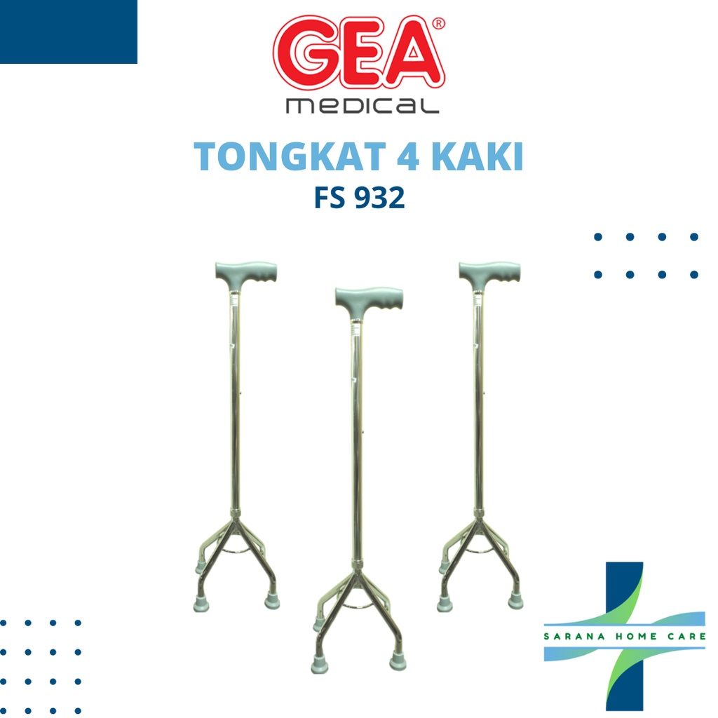 GEA Tongkat 4 Kaki/quad crane/tongkat jalan/alat bantu jalan/alat kesehatan