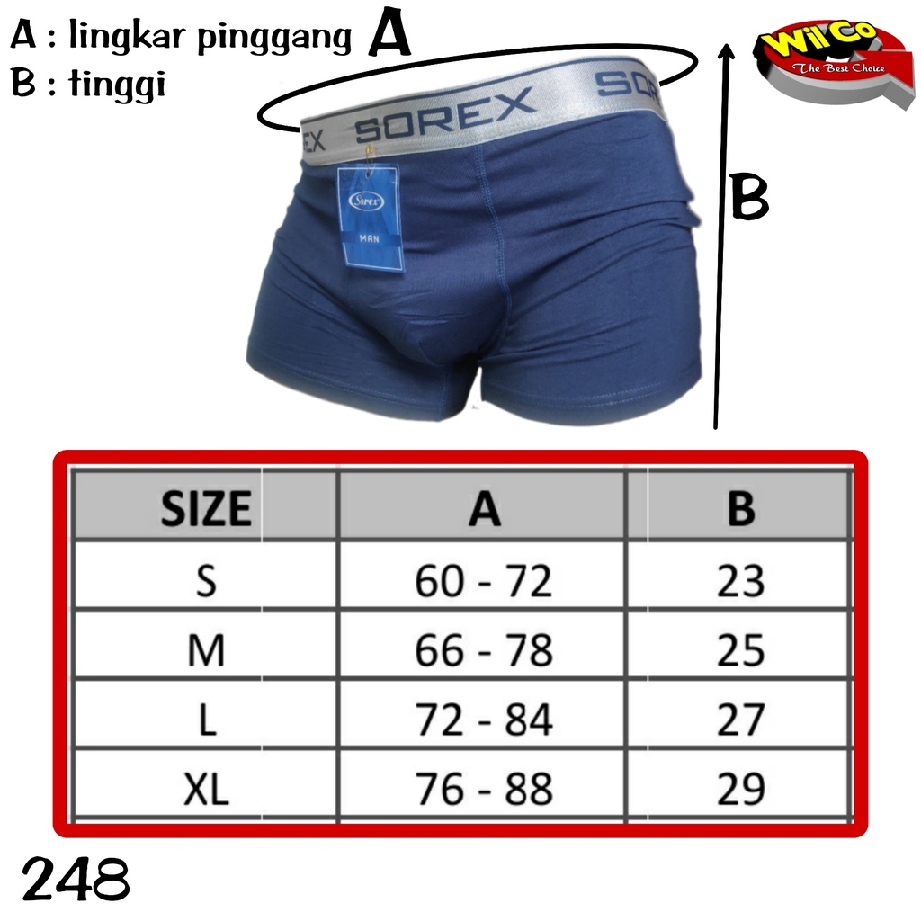 K248D - (DIJUAL PER 1 BOX ISI 2 Pcs) CELANA DALAM BOXER PRIA SOREX SIZE S - XL