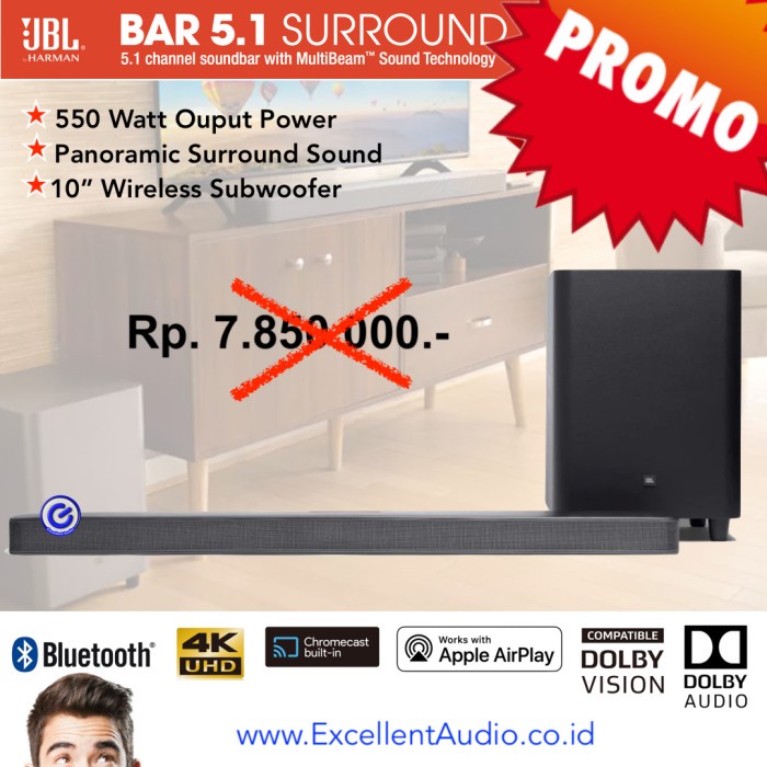 Sound Jbl Bar5.1 Bar 5.1 Surround Immersive Bluetooth Wifi Soundbar