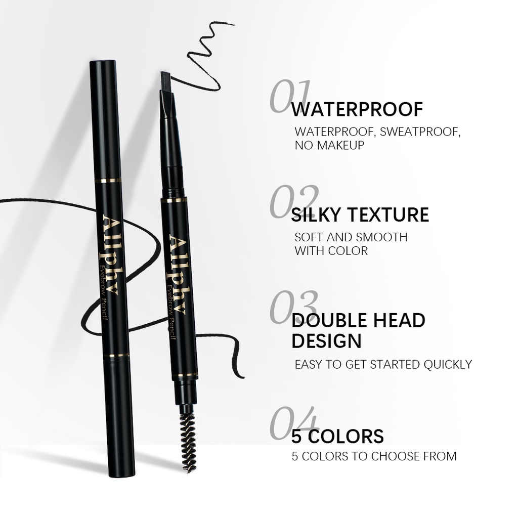 【 Baru】ALLPHV Pensil Alis 2 in 1 Eyebrow &amp; Eyeliner Makeup Mascara Eyelashes Long Lasting Waterproof Beauty Sets