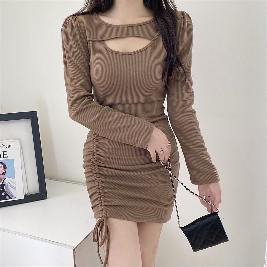 DR815 Dress Mini BodyCon Dress Sexy Dress Lengan PANJANG Korean Style Elegan Dress KNITING MATERIAL COMFORTABLE ELEGANT DRESS