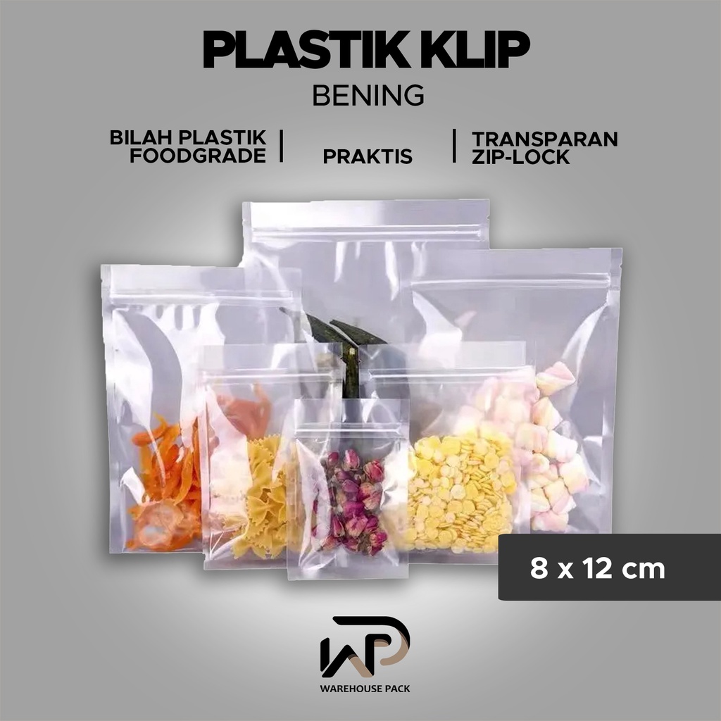 ( 50 Pcs ) Plastik Klip Bening 8 x 12 | Ziplock Flat Transparant | Plastik Ziplock Snack | Plastik K