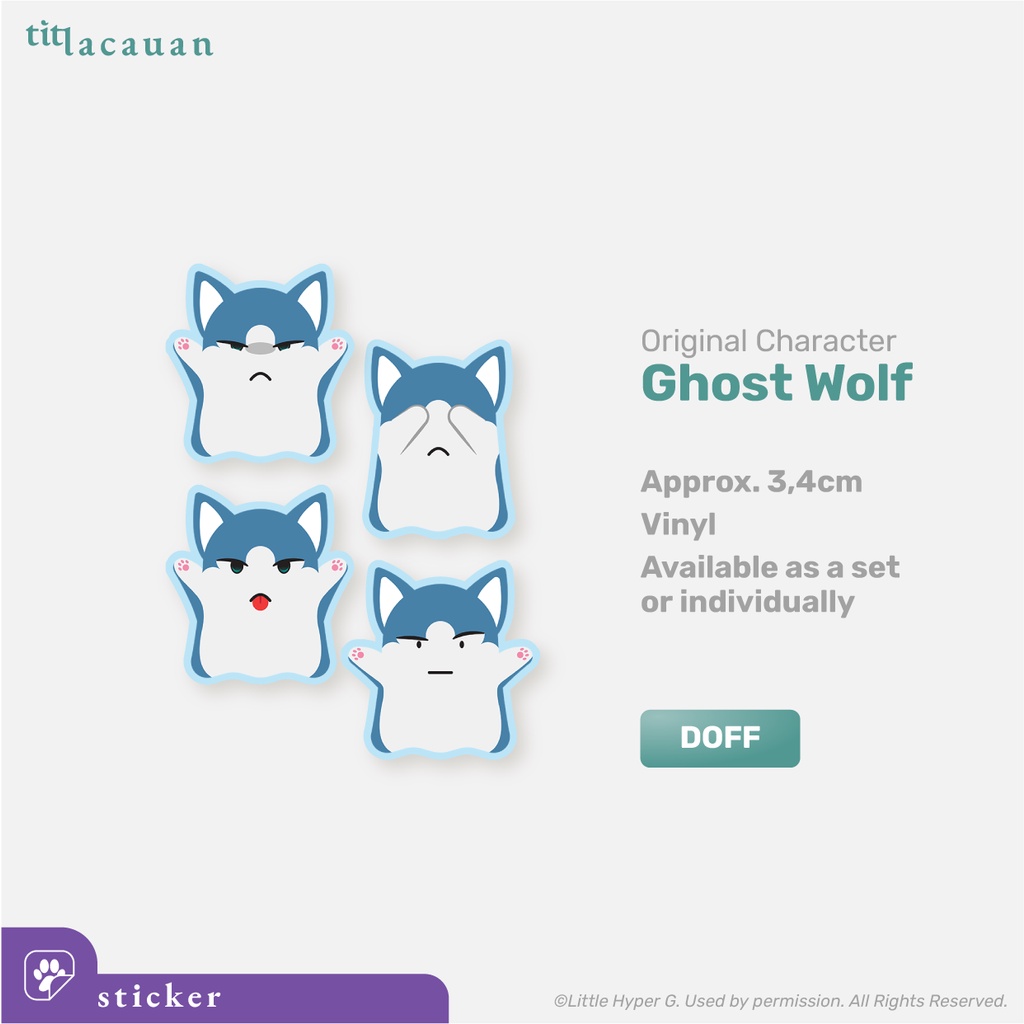 

Stiker Vinil Laminasi Hantu Wolf (Ghost Emoji) - Sticker Furry Vinyl Serigala Halloween Lucu Chibi