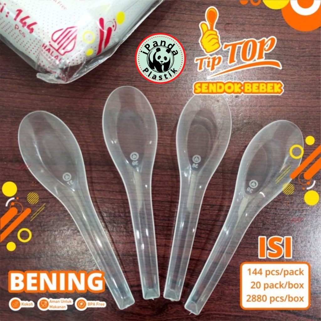 Sendok Bebek Plastik Besar TIPTOP Bening Trans @144 Pcs Bersih Kuat