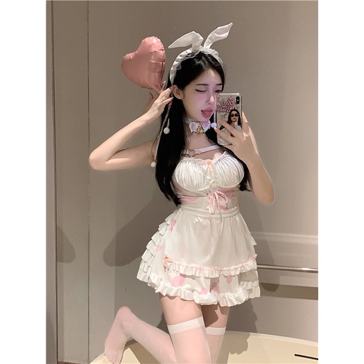 Red Sweet babes suspender dress wanita musim semi pria kecil strappy wood ear side rok pendek sexy slim waist a-line skirt