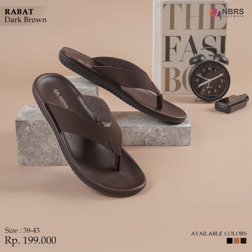 Nibras Footwear RABAT Bahan Premium Faux Leather Sandal Ikhwan Casual Look Sandal Flat Slop Bisa COD