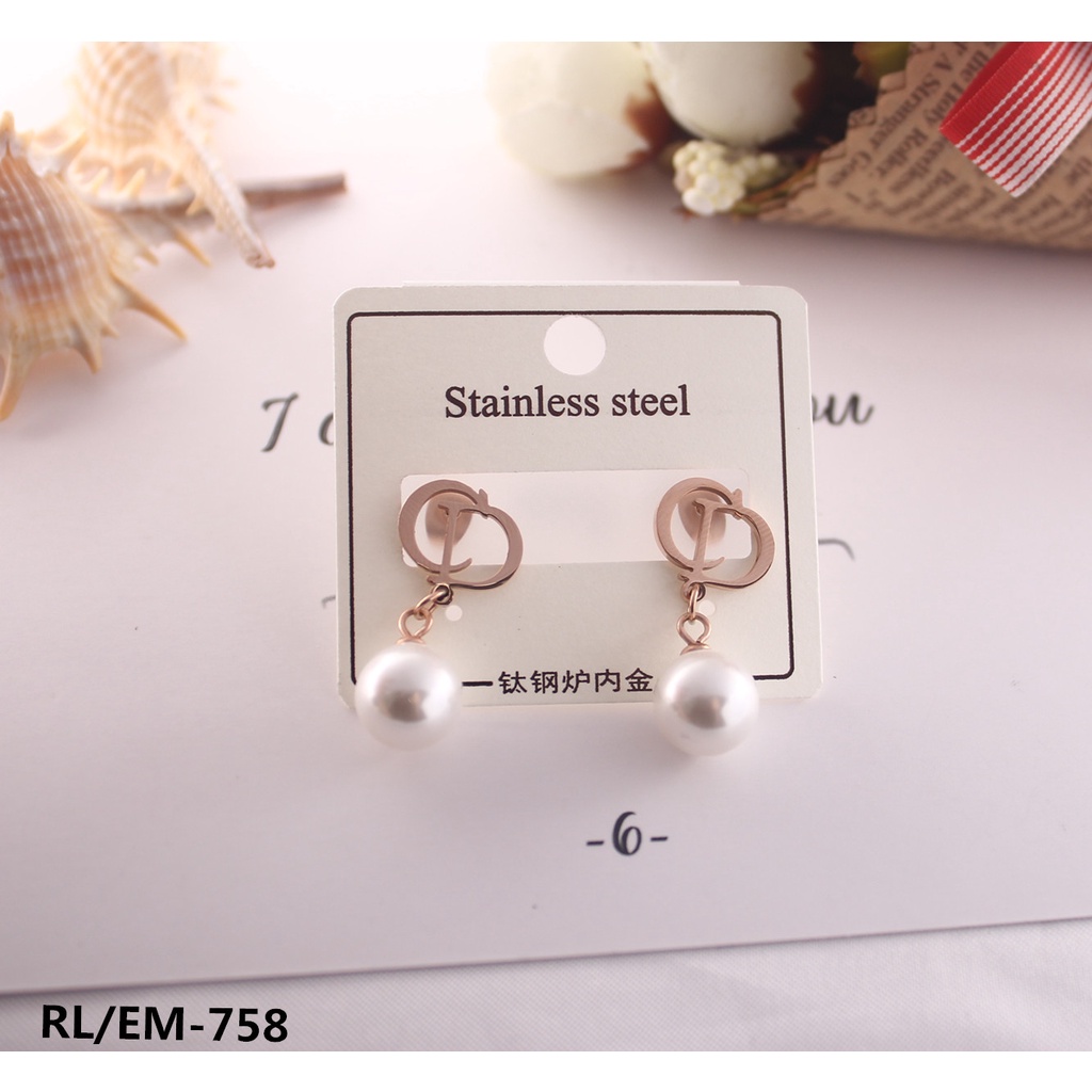 Anting Titanium Mutiara Perhiasan Fashion 758