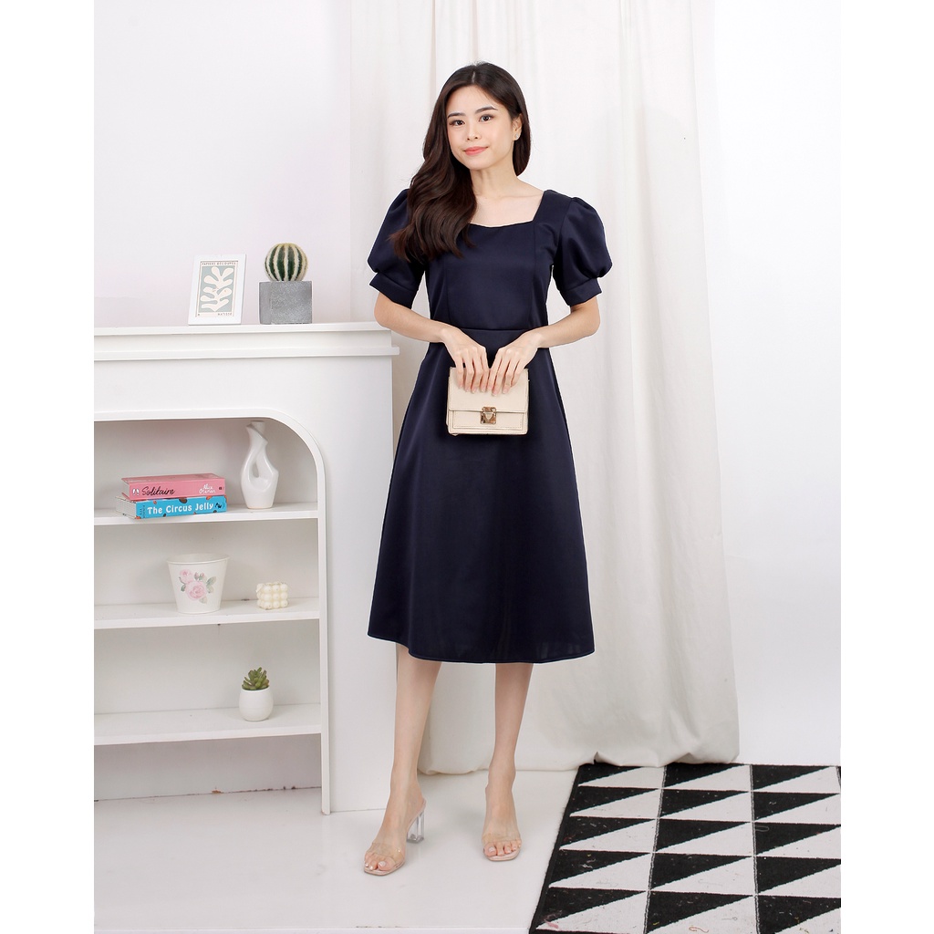 Basic id fashion Dres korean style scuba  / Dres natania scuba  / Dres vintage pesta