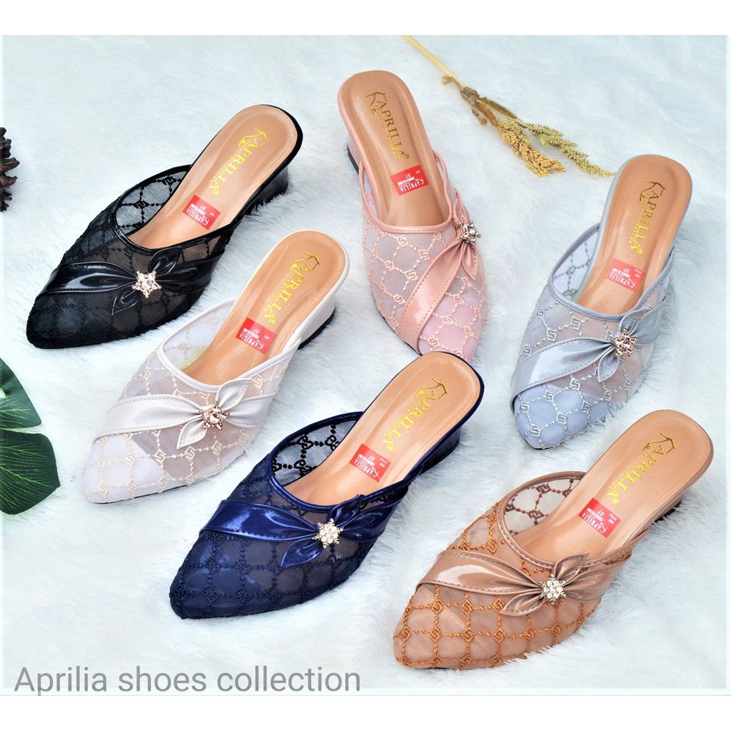 Sandal brukat pesta wanita terbaru hak tahu 5cm aprilia collection/sendal sepatu heels pengantin pernikahan wanita remaja kekinian intan shoes collection bisa cod/weeding shoes