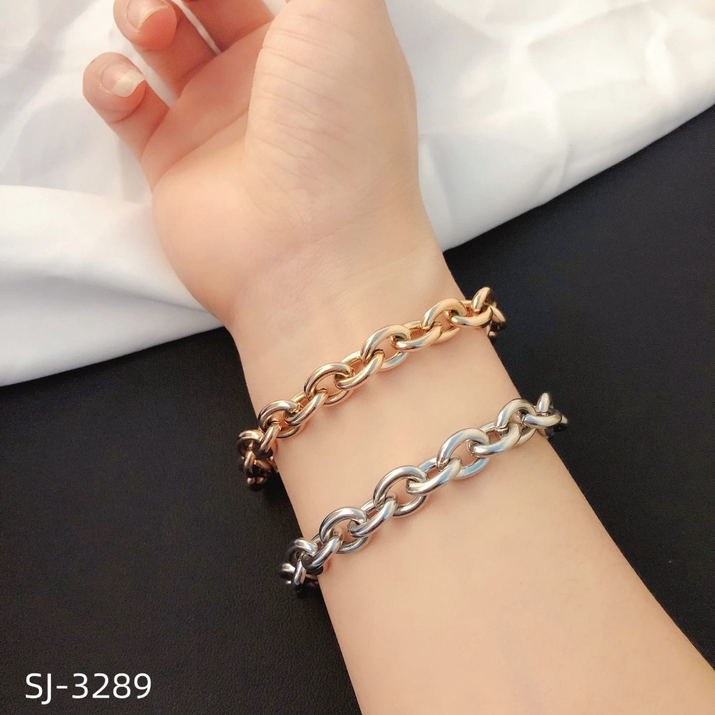 Gelang Titanium Rantai Polos Anti Karat Perhiasan Fashion 3289