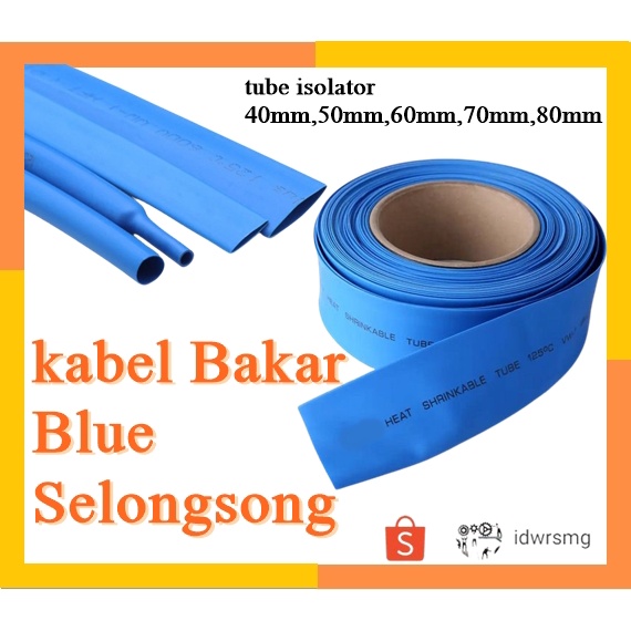 Kabel Bakar Ecer Heatshrink Tube 80 mm Per meter Heat Shrink BIRU