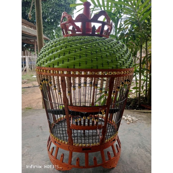 sangkar burung perkutut klasik full bambu,anyaman sintetis