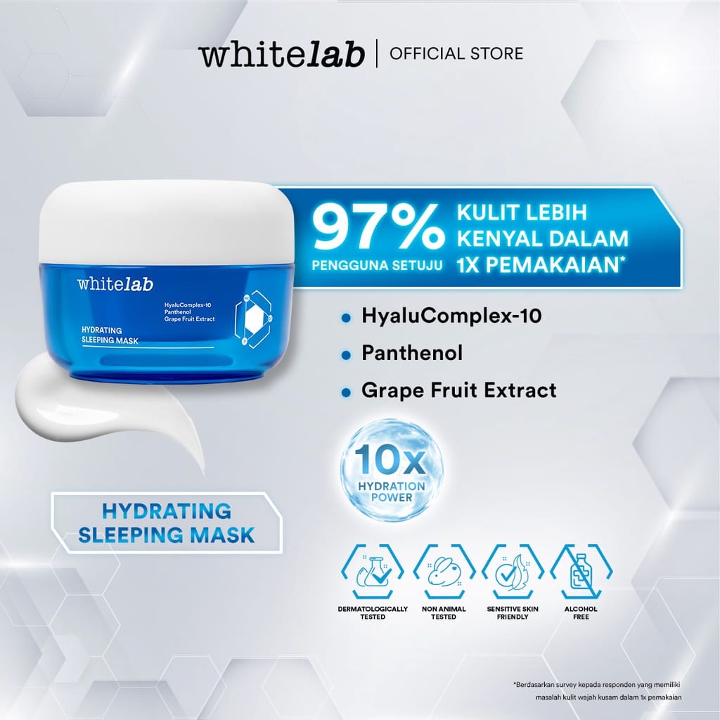 Whitelab Hydrating Sleeping Mask - Pelembap Malam Untuk Kulit Lembap, Kenyal, Terhidrasi Maksimal