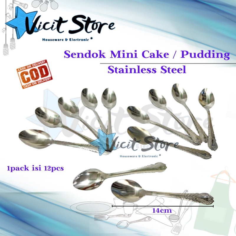 Sendok Mini Kue / Pudding / Dessert Stainless Steel 1pack isi 12pcs