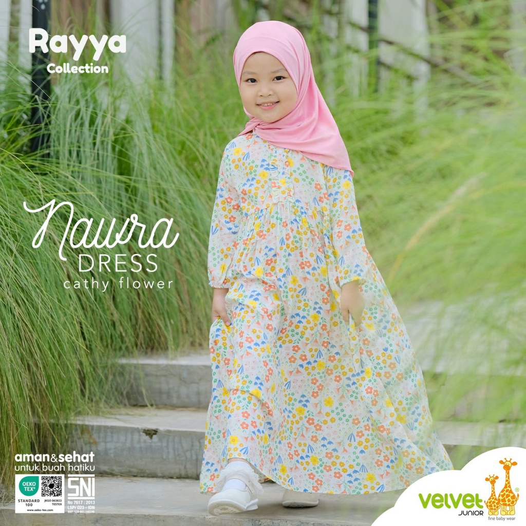 VELVET JUNIOR Rayya Collection - Nawra Dress Baju Muslim Lebaran Anak